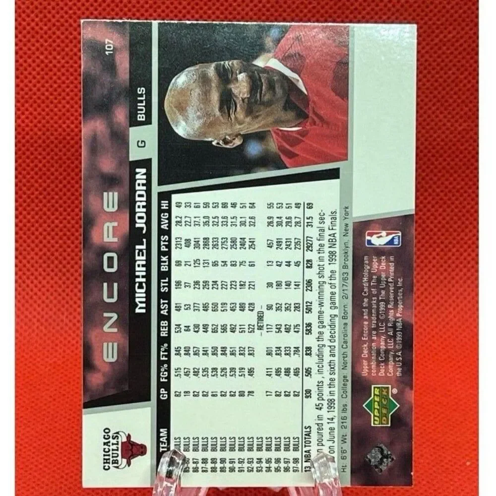 Michael Jordan Card 1999 Upper Deck Encore #107 hologram